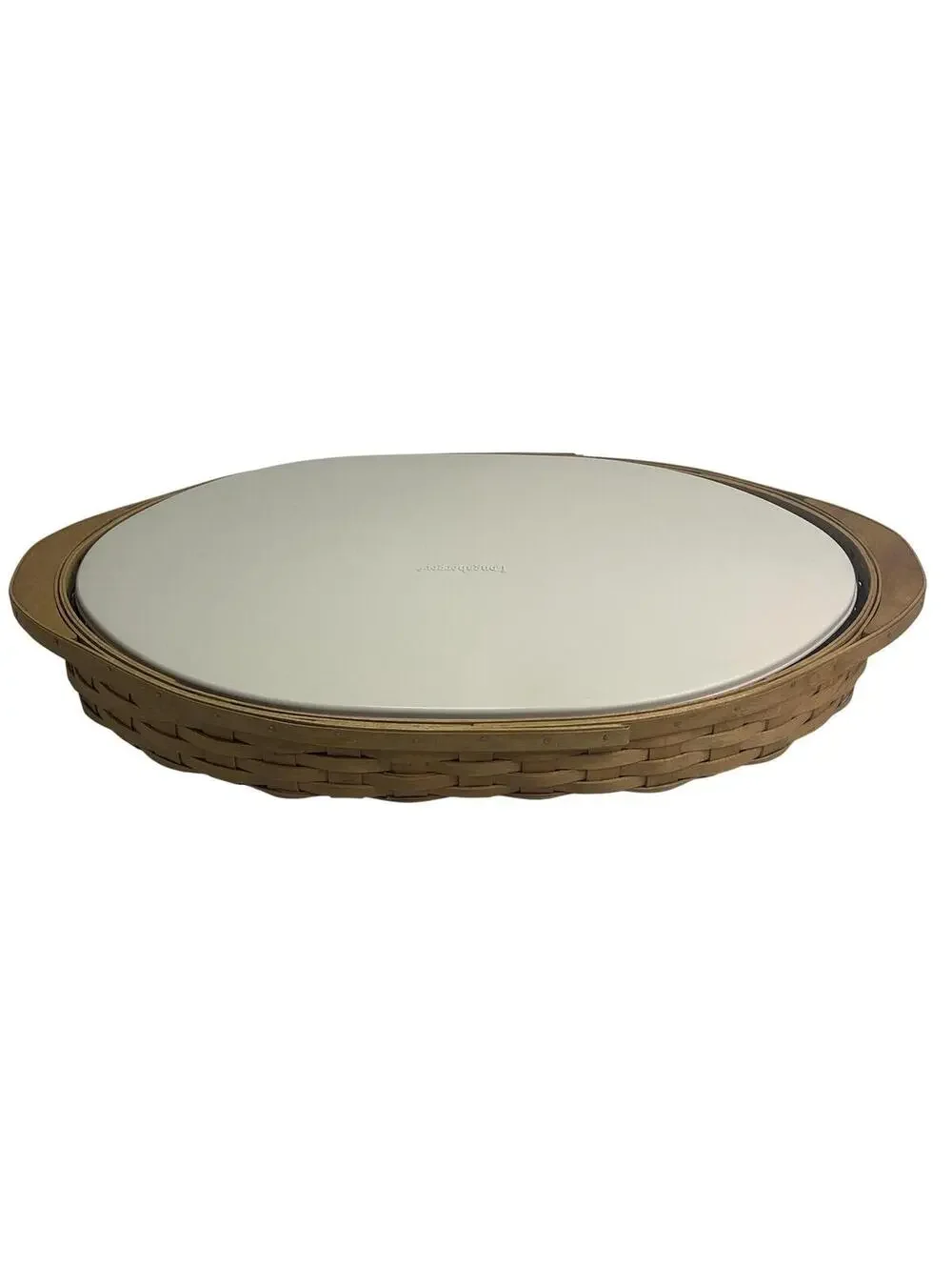 Longaberger Large Oval Storage Basket Lid Plastic Divided Protector USA Brown